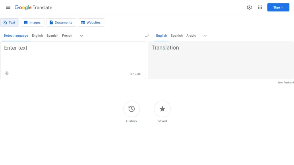 Screenshot of Google Translate representing one of the best Free Online Translator