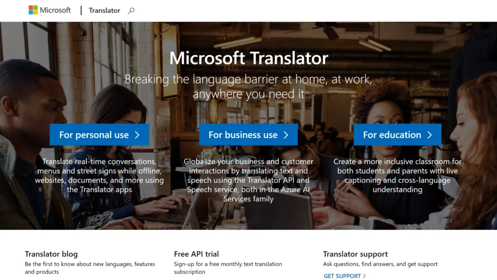 Screenshot of Microsoft Translate representing one of the best Free Online Translator